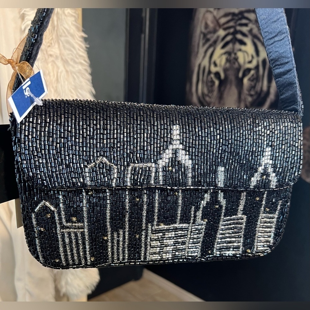 ❤️🖤Made in India, VIRAL City Skyline Beaded Bag🖤❤️NWT - Picture 6 of 10